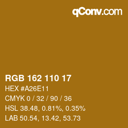 カラーコード: RGB 162 110 17 | qconv.com