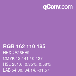 カラーコード: RGB 162 110 185 | qconv.com