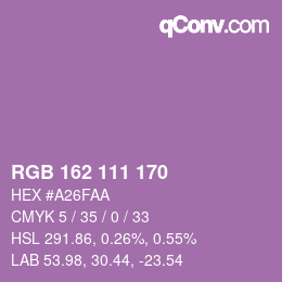 カラーコード: RGB 162 111 170 | qconv.com