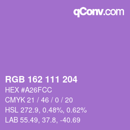 Color code: RGB 162 111 204 | qconv.com