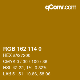 Color code: RGB 162 114 0 | qconv.com