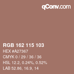 Código de color: RGB 162 115 103 | qconv.com