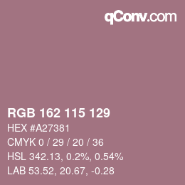 Color code: RGB 162 115 129 | qconv.com