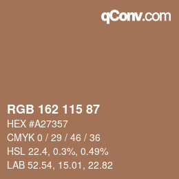 Farbcode: RGB 162 115 87 | qconv.com