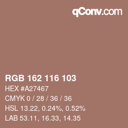 カラーコード: RGB 162 116 103 | qconv.com