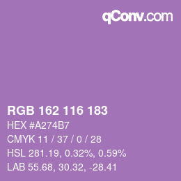 カラーコード: RGB 162 116 183 | qconv.com