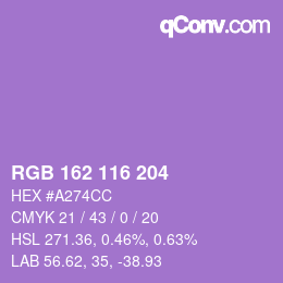 カラーコード: RGB 162 116 204 | qconv.com