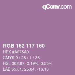 カラーコード: RGB 162 117 160 | qconv.com