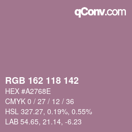 颜色代码: RGB 162 118 142 | qconv.com