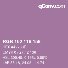 Color code: RGB 162 118 158 | qconv.com