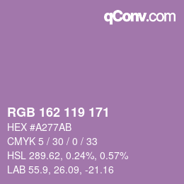 Color code: RGB 162 119 171 | qconv.com