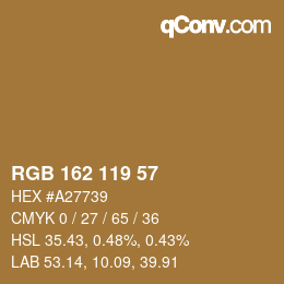 Color code: RGB 162 119 57 | qconv.com