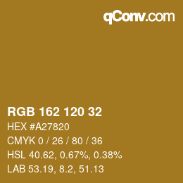 Color code: RGB 162 120 32 | qconv.com