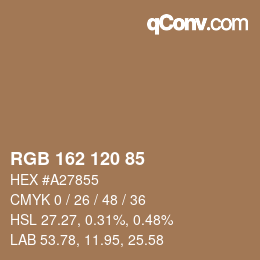 カラーコード: RGB 162 120 85 | qconv.com