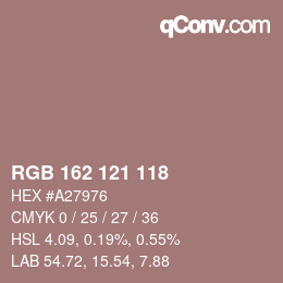 Código de color: RGB 162 121 118 | qconv.com