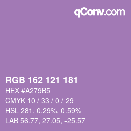 颜色代码: RGB 162 121 181 | qconv.com