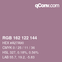 カラーコード: RGB 162 122 144 | qconv.com