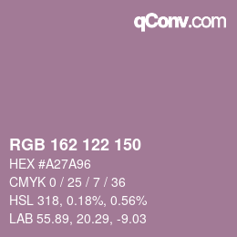 カラーコード: RGB 162 122 150 | qconv.com