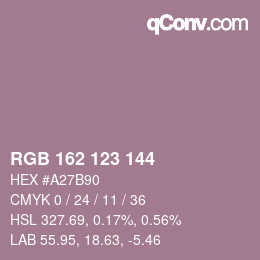 カラーコード: RGB 162 123 144 | qconv.com