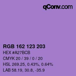 カラーコード: RGB 162 123 203 | qconv.com