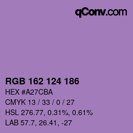 カラーコード: RGB 162 124 186 | qconv.com