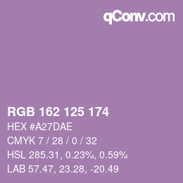 Color code: RGB 162 125 174 | qconv.com