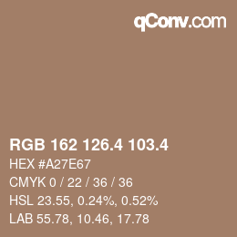 カラーコード: RGB 162 126.4 103.4 | qconv.com