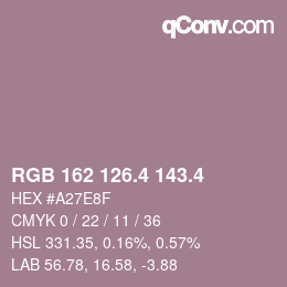 カラーコード: RGB 162 126.4 143.4 | qconv.com