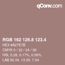 カラーコード: RGB 162 126.8 123.4 | qconv.com
