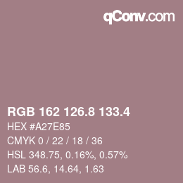 カラーコード: RGB 162 126.8 133.4 | qconv.com