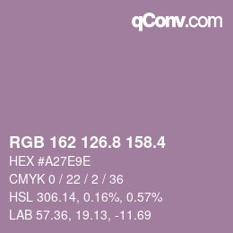 カラーコード: RGB 162 126.8 158.4 | qconv.com
