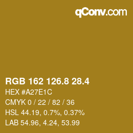 カラーコード: RGB 162 126.8 28.4 | qconv.com