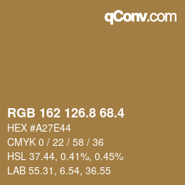 カラーコード: RGB 162 126.8 68.4 | qconv.com