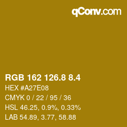 カラーコード: RGB 162 126.8 8.4 | qconv.com