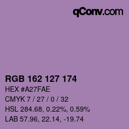 Color code: RGB 162 127 174 | qconv.com