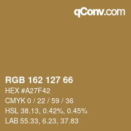 カラーコード: RGB 162 127 66 | qconv.com