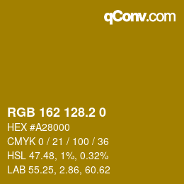 カラーコード: RGB 162 128.2 0 | qconv.com
