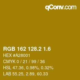 カラーコード: RGB 162 128.2 1.6 | qconv.com