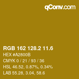 カラーコード: RGB 162 128.2 11.6 | qconv.com