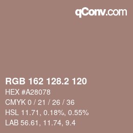 カラーコード: RGB 162 128.2 120 | qconv.com