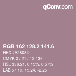 カラーコード: RGB 162 128.2 141.6 | qconv.com