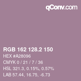 カラーコード: RGB 162 128.2 150 | qconv.com