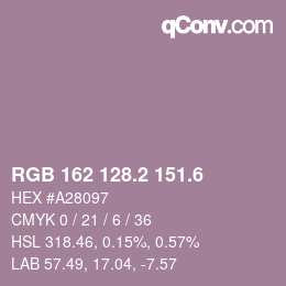 カラーコード: RGB 162 128.2 151.6 | qconv.com