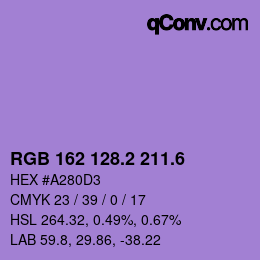 カラーコード: RGB 162 128.2 211.6 | qconv.com