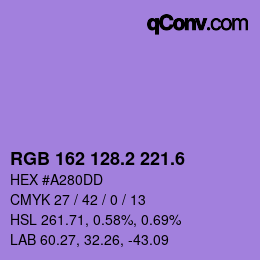 カラーコード: RGB 162 128.2 221.6 | qconv.com