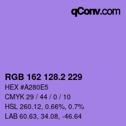 カラーコード: RGB 162 128.2 229 | qconv.com