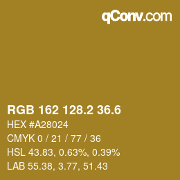カラーコード: RGB 162 128.2 36.6 | qconv.com