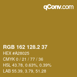 カラーコード: RGB 162 128.2 37 | qconv.com