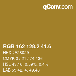 カラーコード: RGB 162 128.2 41.6 | qconv.com