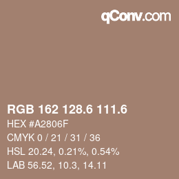 カラーコード: RGB 162 128.6 111.6 | qconv.com